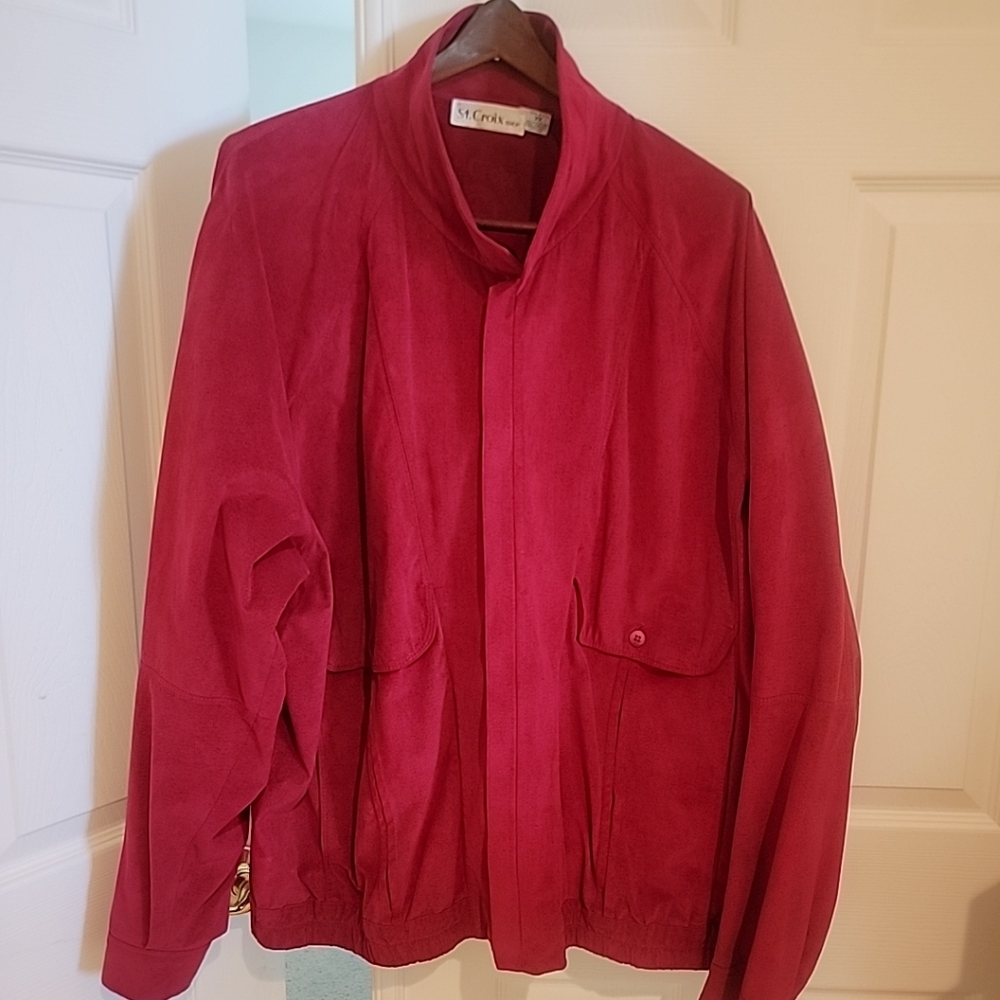 Vintage St. Croix Microfiber Suede Red Jacket Full Zip Men's